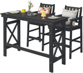 3 Pieces HDPE Outdoor Bar Table and Chairs Set, Tall Adirondack Chairs Set of 2 with Rectangular Bar Table, Patio Bar Stools Set, HDPE Outdoor Patio Bar Set for Balcony, Porch, Deck, Obsidian