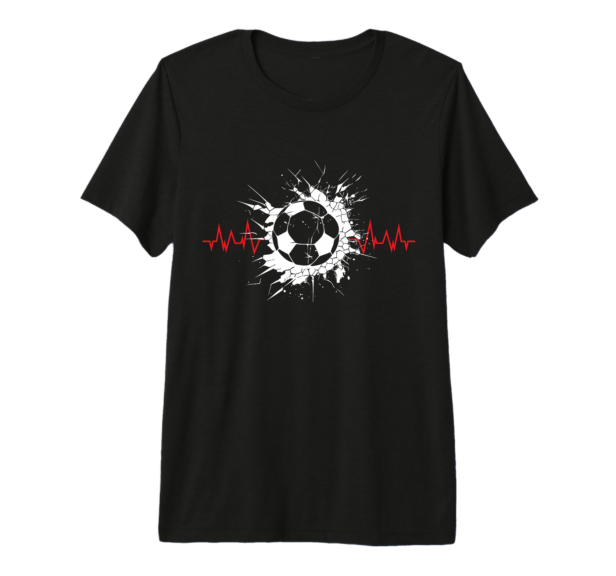 Soccer Ball Heartbeat Players And T-Shirt - Minimalist Print for Adults