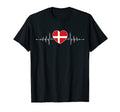 Denmark Heartbeat Danish Flag Dane T-Shirt - Aesthetic Graphic Unisex