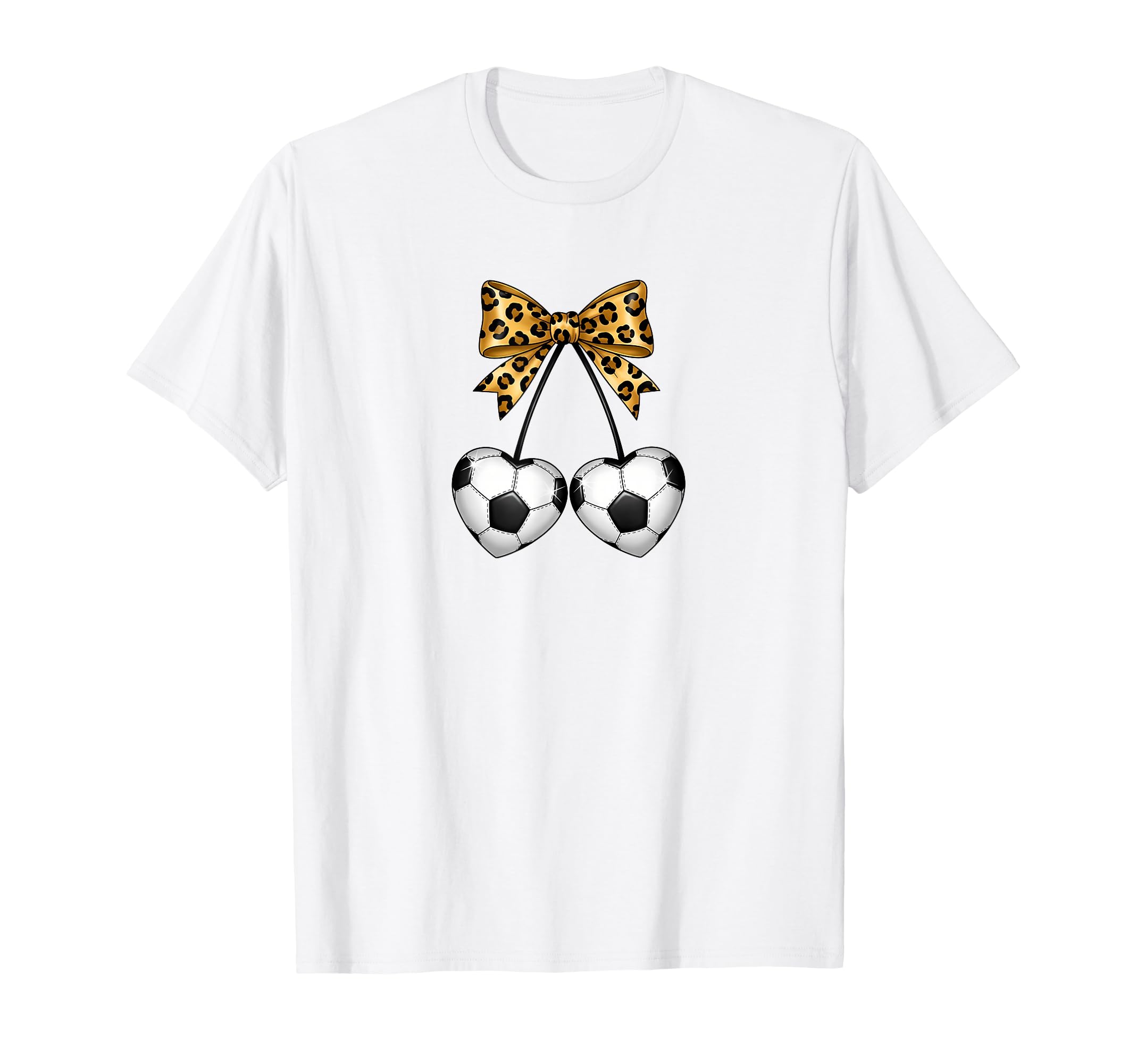 Soccer Coquette Leopard Soccer Cherry T-Shirt - Minimalist Print Unisex