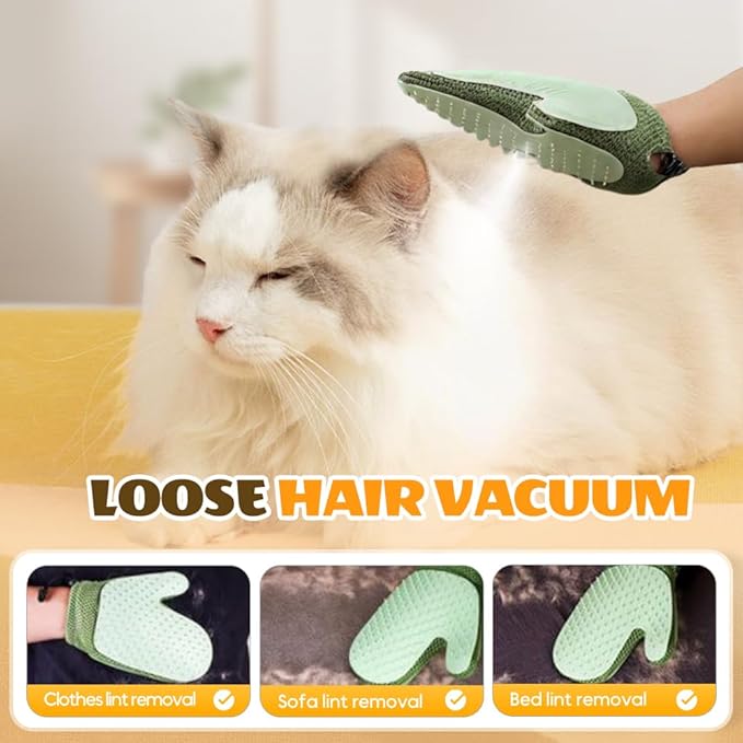 All-in-One Grooming Mist Glove for Pets, Upgrade Efficient Pet Hair Remover Gloves Grooming Spray Comb, Gentle Deshedding Efficient for Dogs & Cats (Blue)