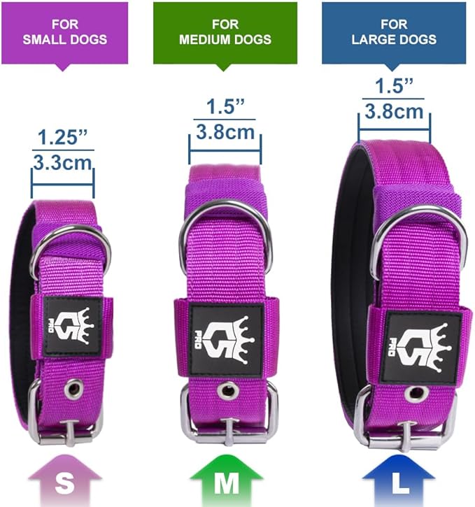 TSPRO Tactical Dog Collar 1.25 Inch Wide Thick Dog Collars with Heavy Duty Metal Buckle, Durable, Strong, Adjustable for Small Dogs (Rainbow S)