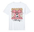 Groovy Soccer Coquette Bow Soccer Lover T-Shirt - Graphic Print for Adults
