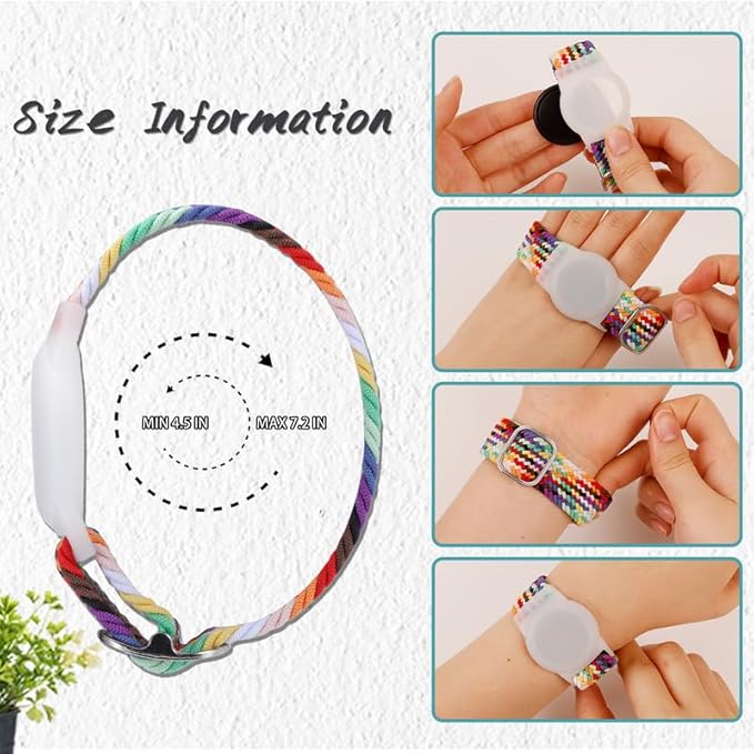 2 Pack Kids Bracelet Compatible with AirTag, GPS Kid Tracker Holder Braided Wristband for Apple Air Tag, 2022 Upgraded Nylon Adjustable Anti Lost Airtag Watch Band for Kids Children Elders