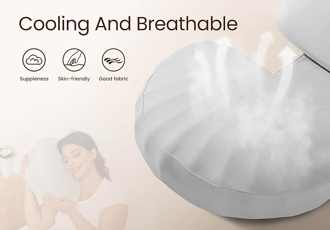 Pregnancy Pillow for Sleeping Memory Foam Pillow for Side Sleeper, Maternity Pillow Support for Back, Belly, HIPS for Pregnant Women, Portable and Adjustable Travel Wedge Pillow (CoolingSilk Grey)