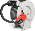 Fuel Hose Reel 3/4" x 50' Retractable with Fueling Nozzle Diesel Hose Reel 300 PSI Industrial Auto Swivel Heavy Duty Steel Construction for Farm Ship Vehicle Tank