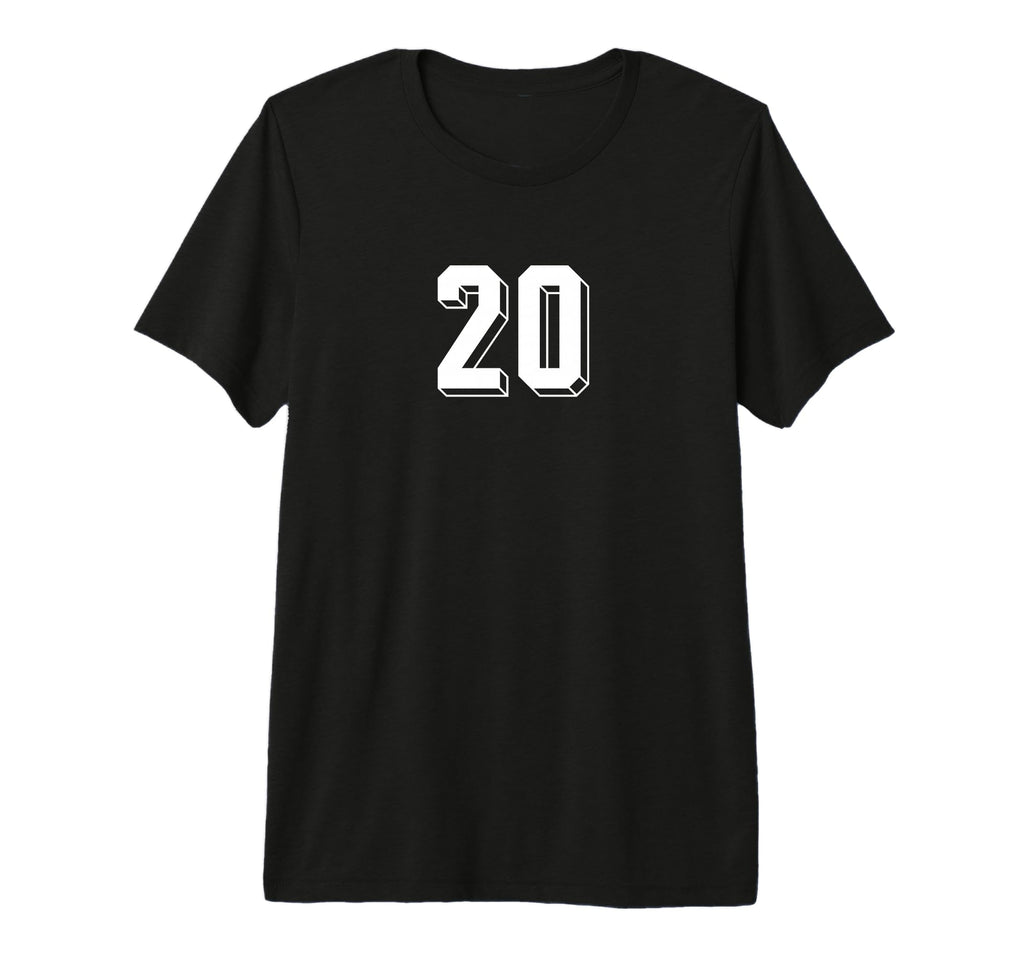 Number 20 80S 90S Soccer Team Jersey T-Shirt - Minimalist Print for Adults