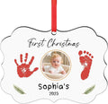 Baby Hand and Footprint Ornament - Baby Frist Christmas Ornament 2025 with Custom Photo, Name, Date - Personalized Baby Gifts, Newborn Keepsake, New Mom Gifts