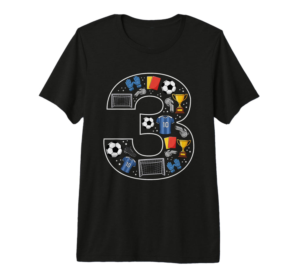 3Rd Birthday 3 Year Old Football Soccer T-Shirt - Streetwear Style Unisex
