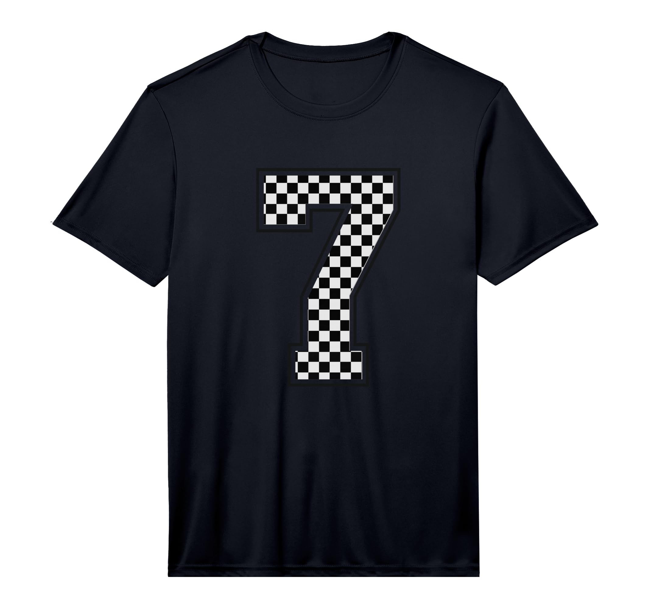 Number 7 Checkered Number Performance T-Shirt - Graphic Print Unisex