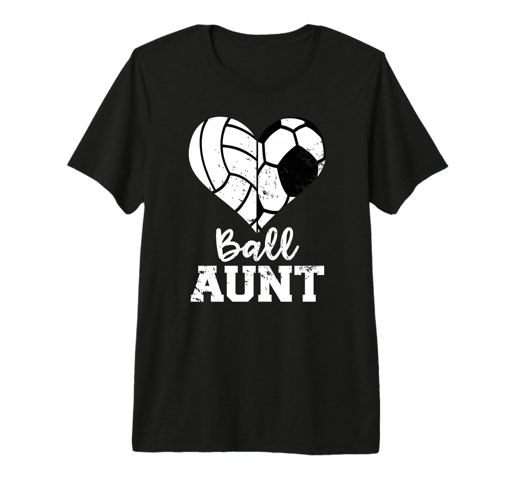 Ball Aunt Heart Funny Soccer T-Shirt - Casual Everyday Wear Men Women