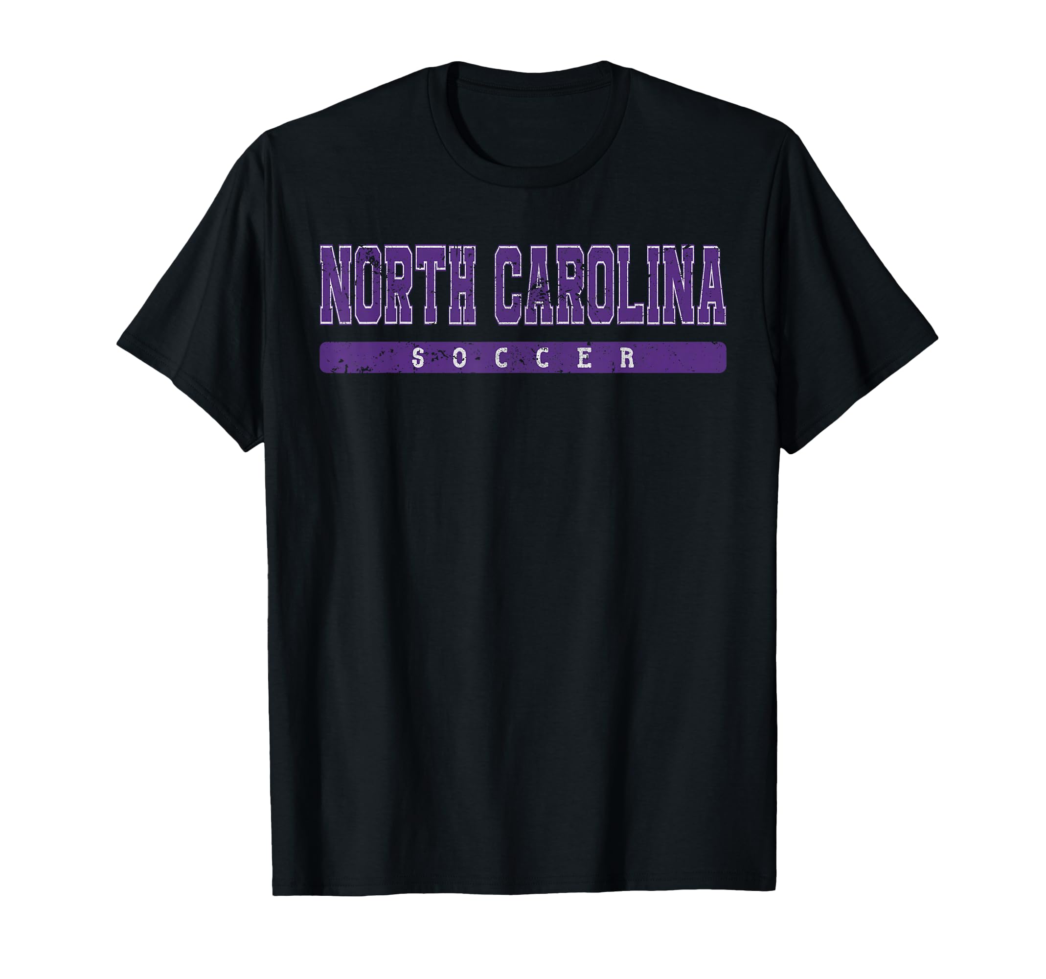 North Carolina Soccer Purple Text T-Shirt - Trendy Graphic Men Women