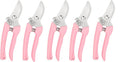 Garden Flower Shears Pruning Shears 6.9 inches Scissors Heavy Duty Plant Scissors for Cutting Flowers, Trimming Plants, Bonsai, Fruits Picking (Pink Handle 5pcs)
