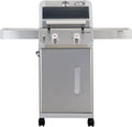 Monument Grills 2-Burner Stainless Steel Liquid Propane Gas Grill, Two Foldable Shelves Patio Garden Barbecue Grill with Clearview® Lid, Knob Control Mesa200S