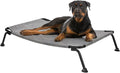 Veehoo Outdoor Elevated Dog Bed, Cooling Raised Dog Cot Bed XL, Portable Waterproof Curved Dogs Hammock Beds for Outside, up to 150lbs, Black Legs, Black Silver 49"