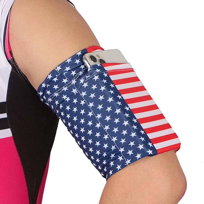 Running Phone Armband for Men Women,Universal Arm Bands for Phones Below 7.5 Inches,Waterproof Cell Phone Armband for Hiking,Running,Cycling,Climbing(Star Stripes XL)