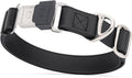Dogline Biothane Waterproof Dog Collar with Herm Sprenger Stainless Steel Quick Release Buckle – Heavy Duty Tactical Durable Collar for Dogs – Comfortable and Safe Pet Collar, W 1" L 15-25", Black