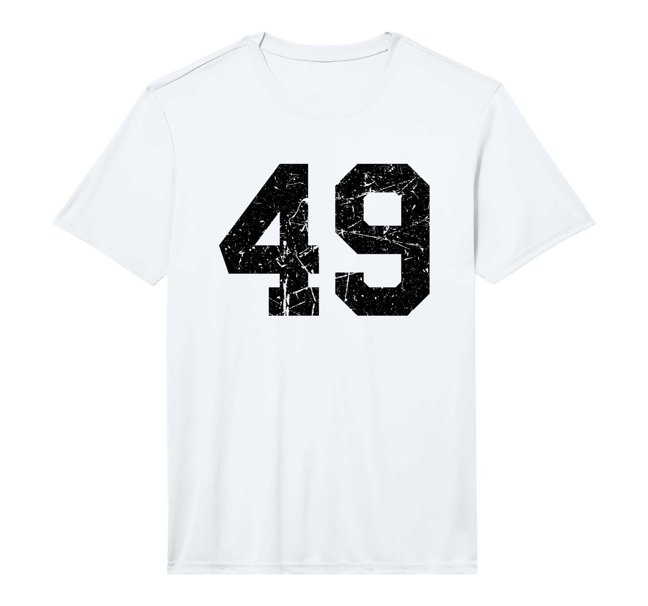Number 49 Sport Black Distressed Varsity T-Shirt - Novelty Apparel Unisex