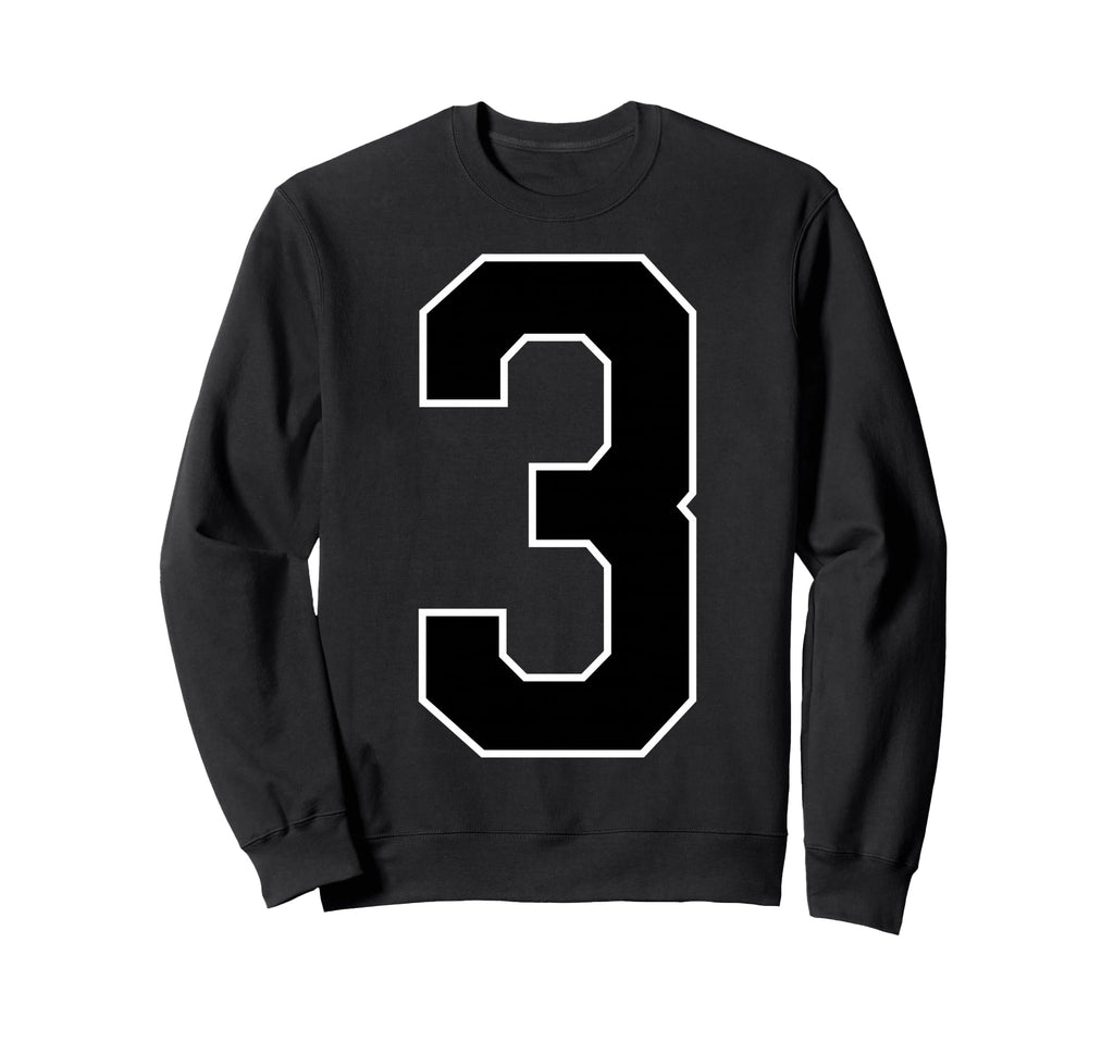Black Sport Team Number 3 Sweatshirt - Graphic Print Unisex