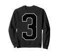 Black Sport Team Number 3 Sweatshirt - Graphic Print Unisex