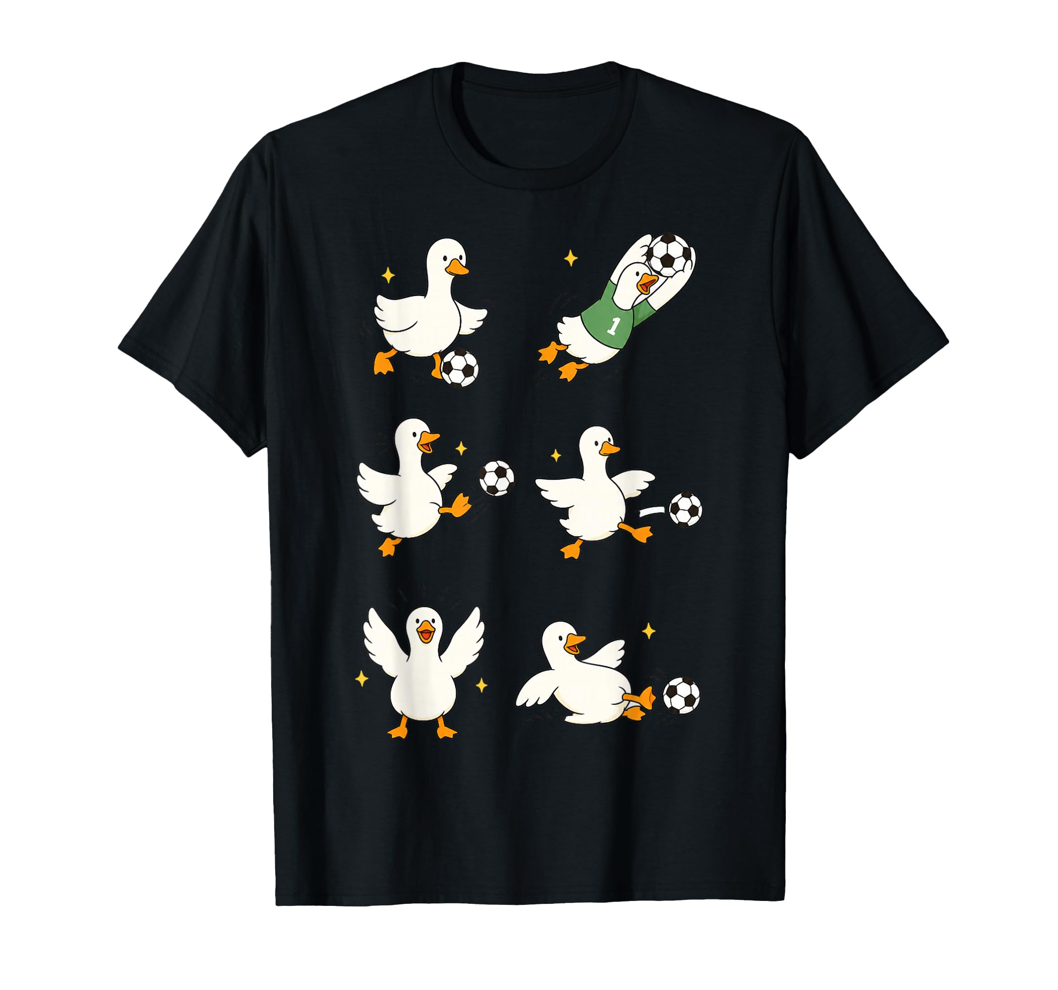 Silly Goose Playing Soccer Player Goalie T-Shirt - Unique Graphic Unisex
