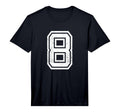 Distressed Number 8 Sport White Plain T-Shirt - Trendy Graphic for Adults