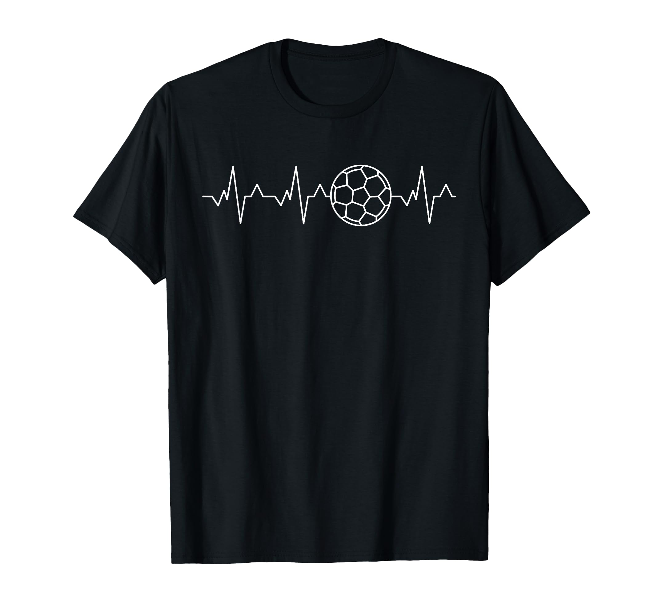 Soccer Heartbeat Soccer Ball Ecg Pulse T-Shirt - Unique Graphic Men Women