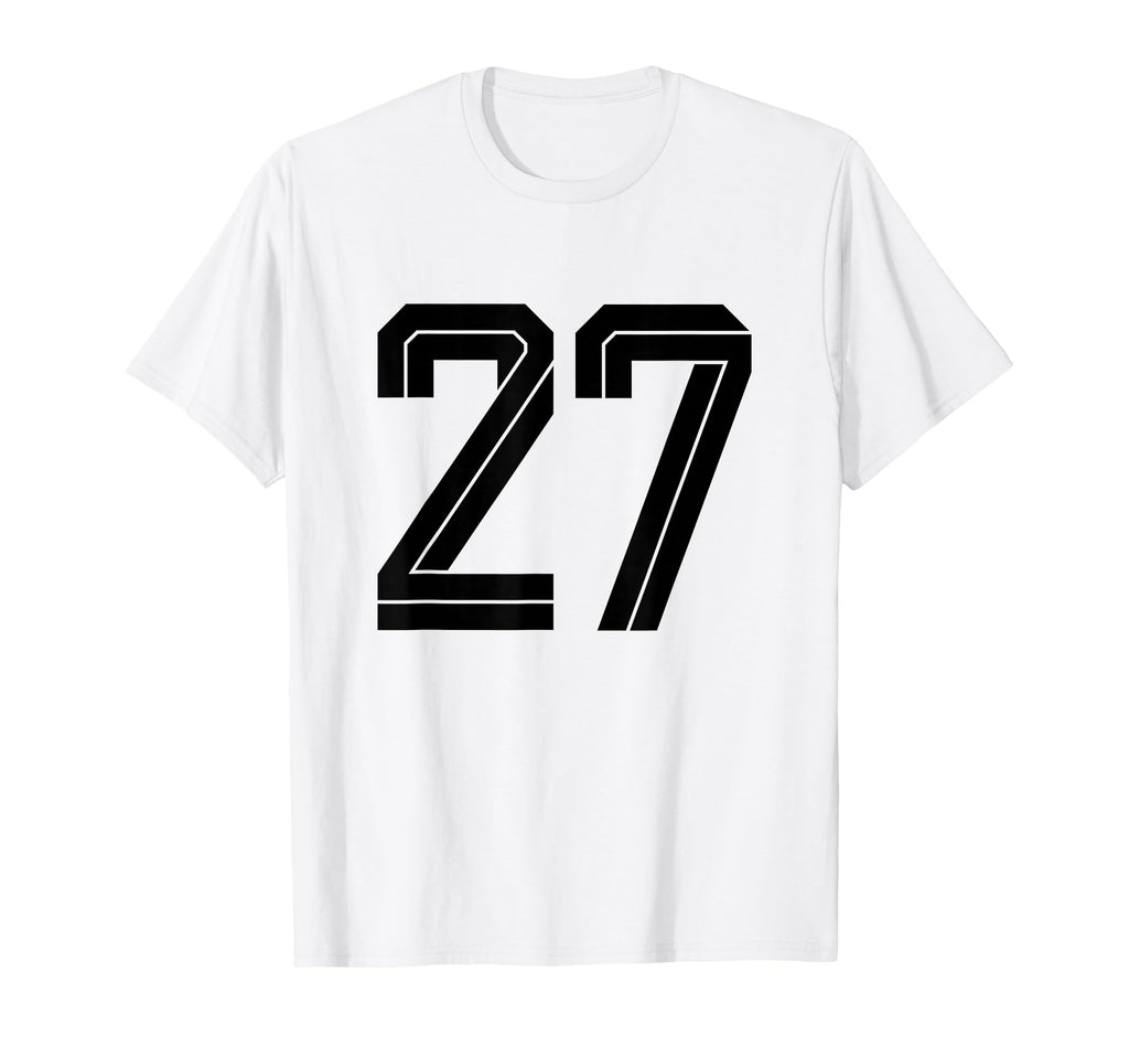 27 White Number 27 Sports Fan Soccer T-Shirt - Novelty Apparel for Adults