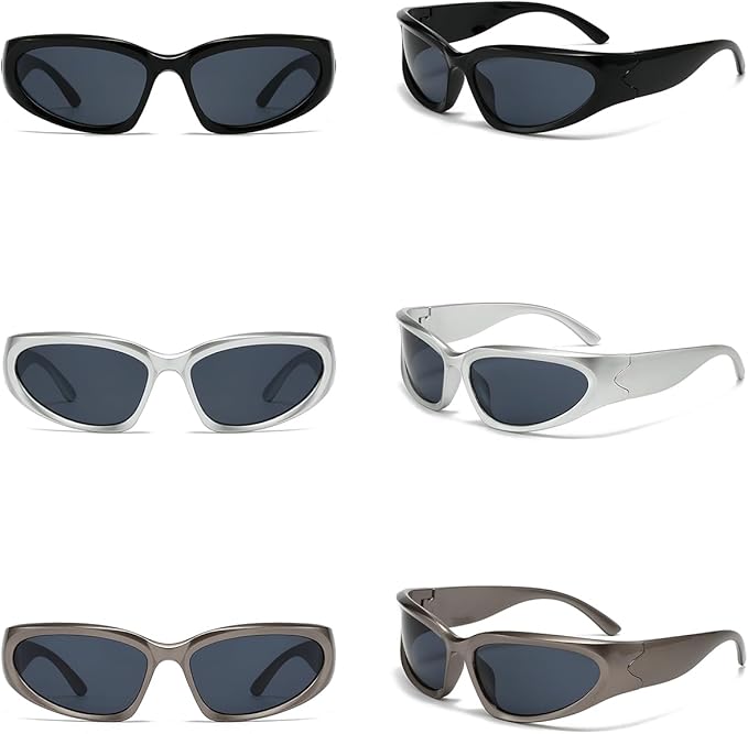 SOAR&EAGLE Y2K 3Pack Polarized sunglasses Wrap Around Men's Women's sunglasses Fashion Sport Shades Sun Glasses