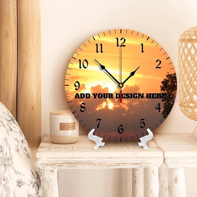 Generic Custom Wall Clock Personalized Clocks with Photo Text Logo Customize Gifts for Kitchen Bathroom Home Wedding Friend Family Lover, 12inch-30cm