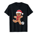 Gingerbread Playing Soccer T-Shirt - Unique Graphic Men Women
