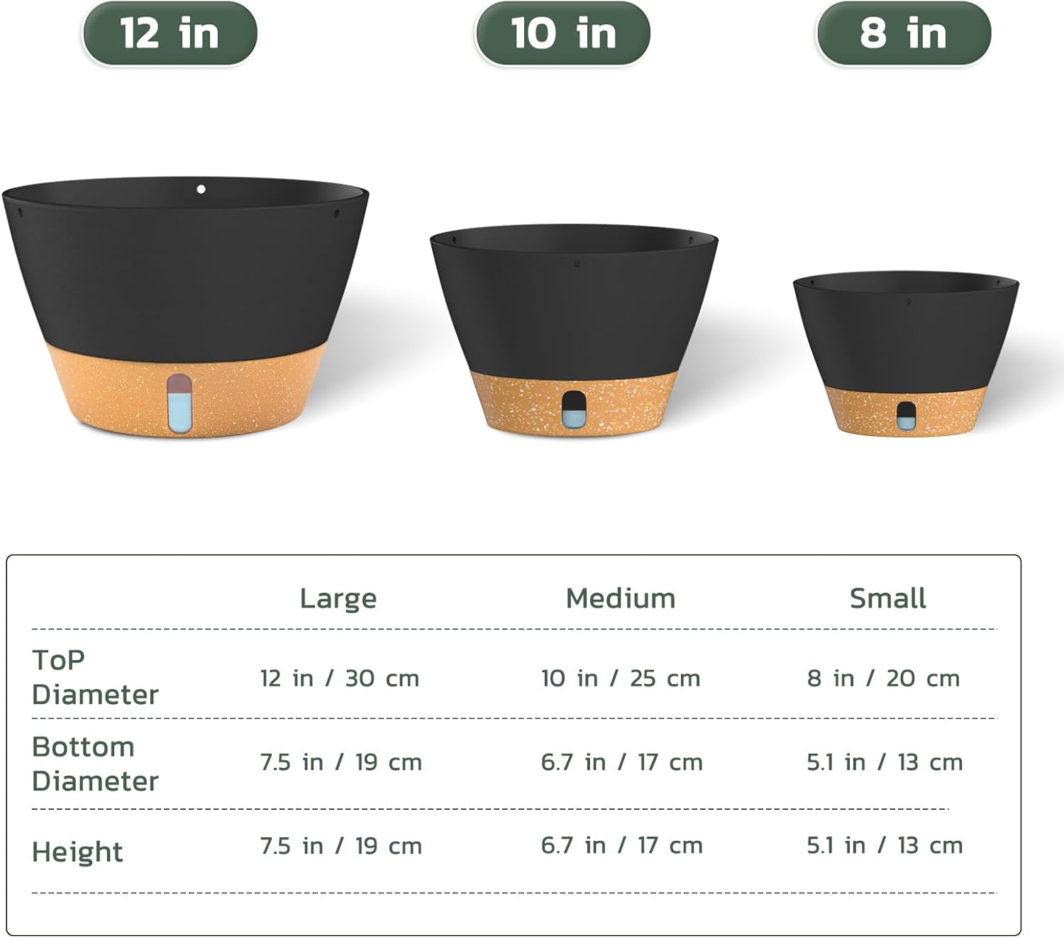 ZMTECH 12 Inch Hanging Planters for Indoor, 2 Pack Self Watering Plant Pot for Outdoor Garden Porch, Large Hanging Baskets with Visible Water Level and Chain(12Inch, Gray)