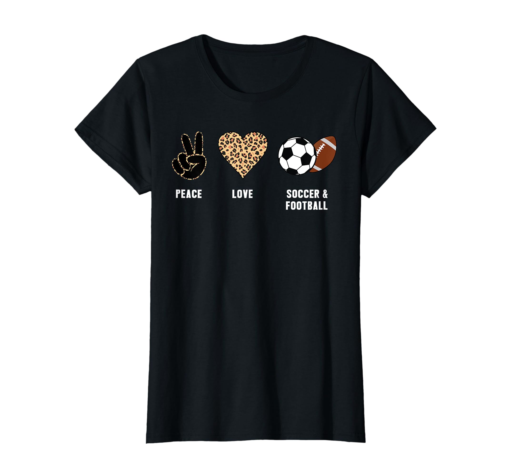 Peace Love Soccer Football Soccer T-Shirt - Fun Novelty Design Men Women
