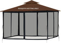 Gazebo Mosquito Netting Replacement 10' x 12' x 7'1'', Universal 4-Panel Screen Sidewall with Zipper, Black (Mosquito Net Only)