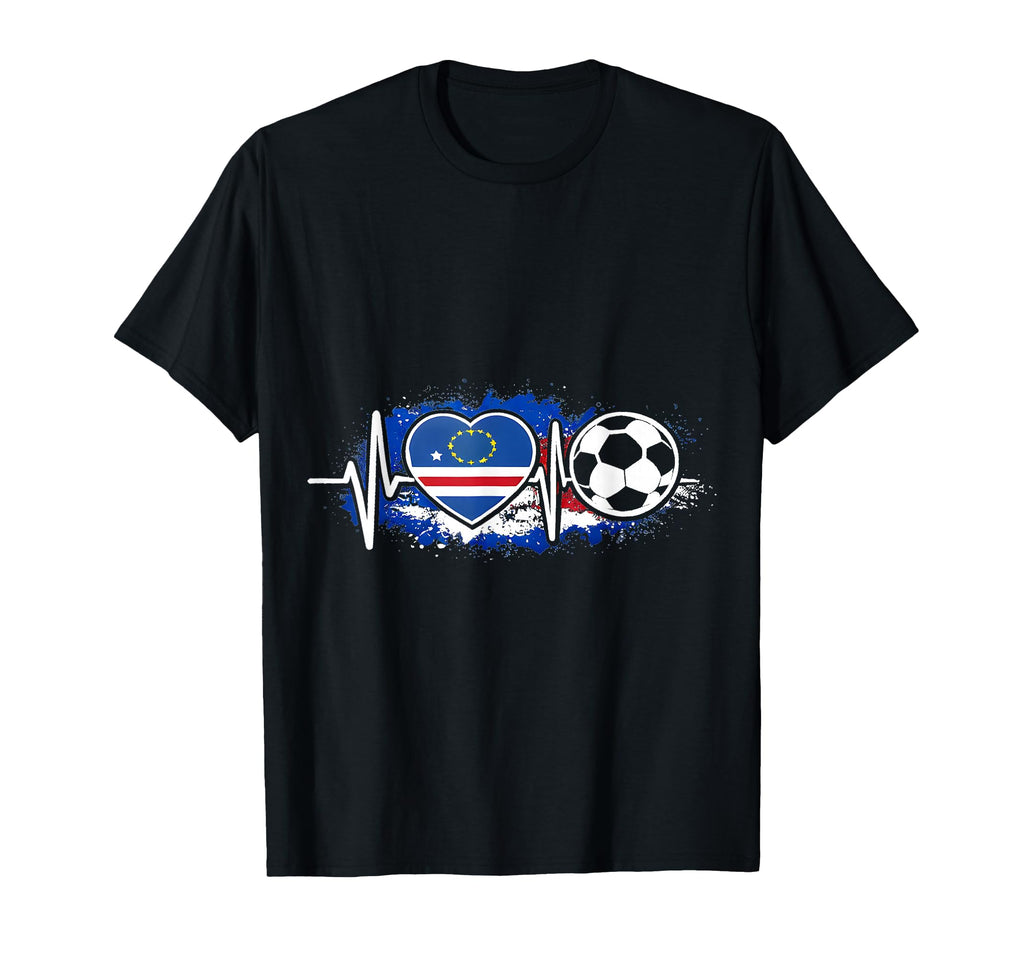 Heartbeat Cape Verde Flag Football T-Shirt - Unique Graphic Men Women