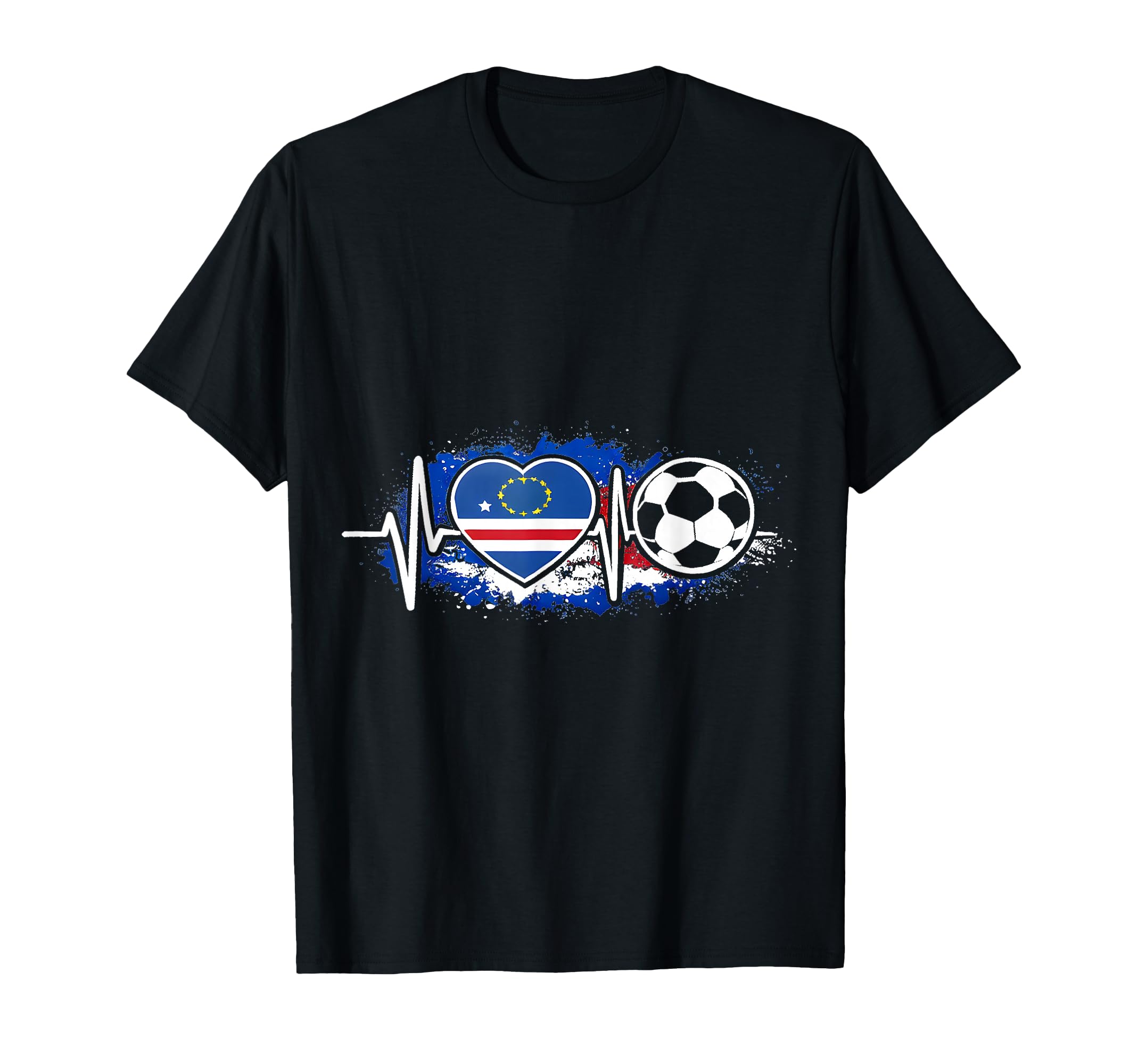 Heartbeat Cape Verde Flag Football T-Shirt - Unique Graphic Men Women