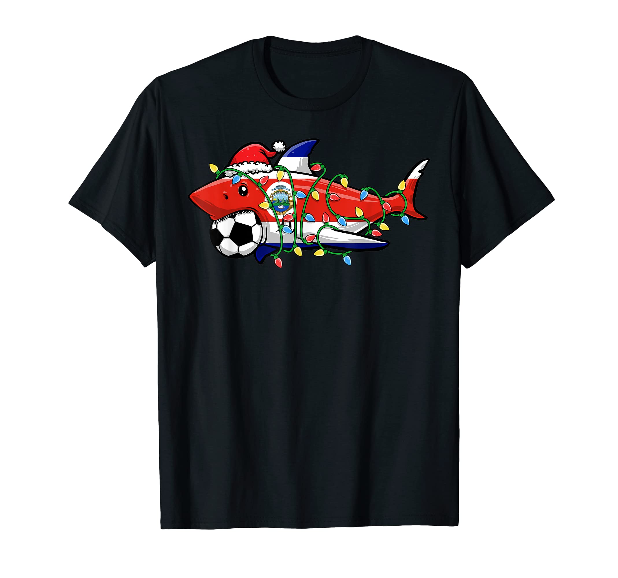 Santa Shark Soccer Football T-Shirt - Casual Everyday Wear Men Women