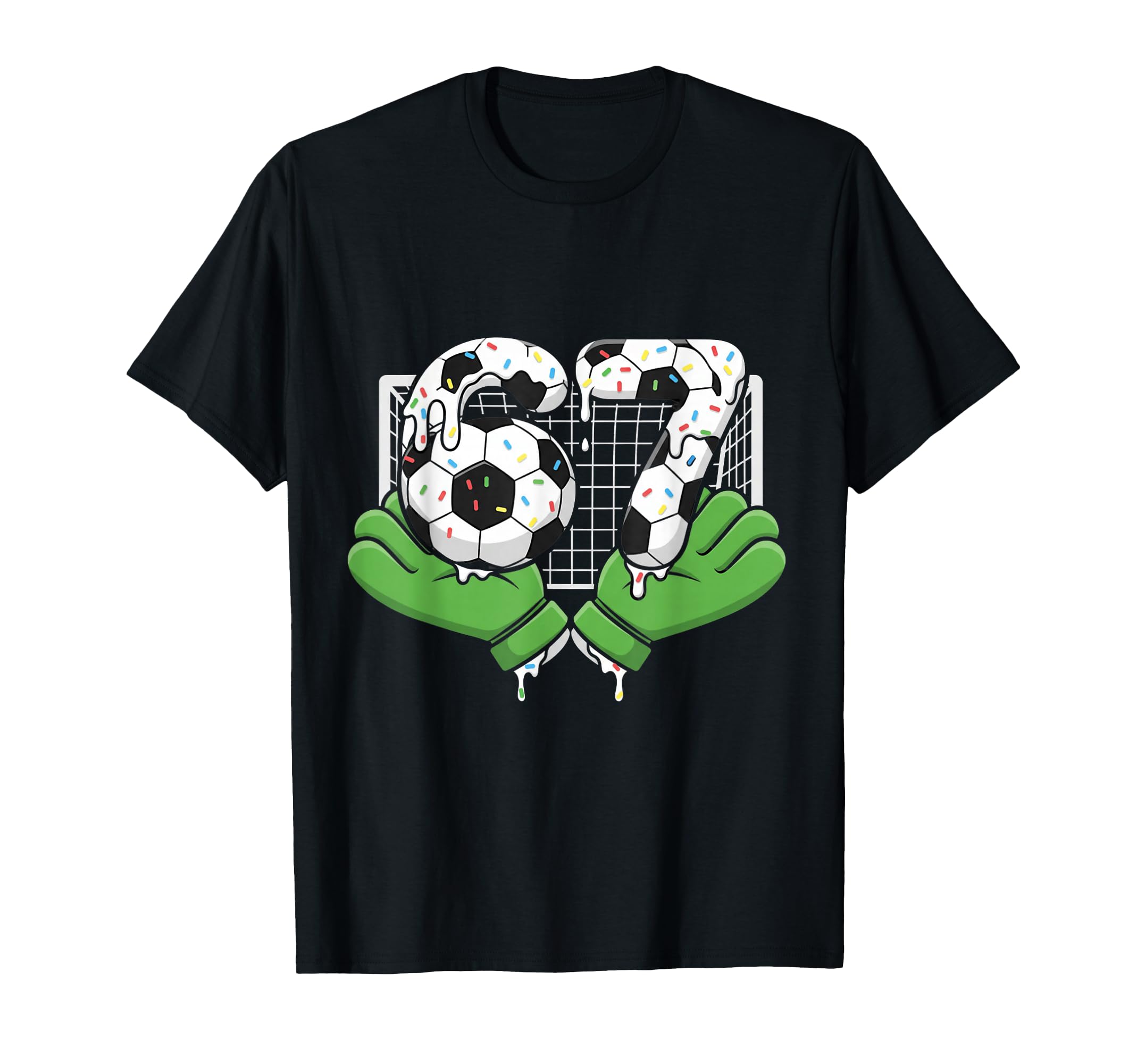 67 Soccer Ball Goalie Net Gloves T-Shirt - Unique Graphic for Adults