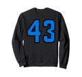 Blue Black Sport Team Number 43 Sweatshirt - Graphic Print for Adults