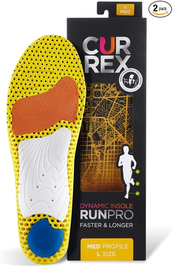 currex RunPro Insoles for Running Shoes – Arch Support Inserts to Help Reduce Fatigue, Prevent Injuries & Boost Performance – for Men & Women – Medium Arch, Large