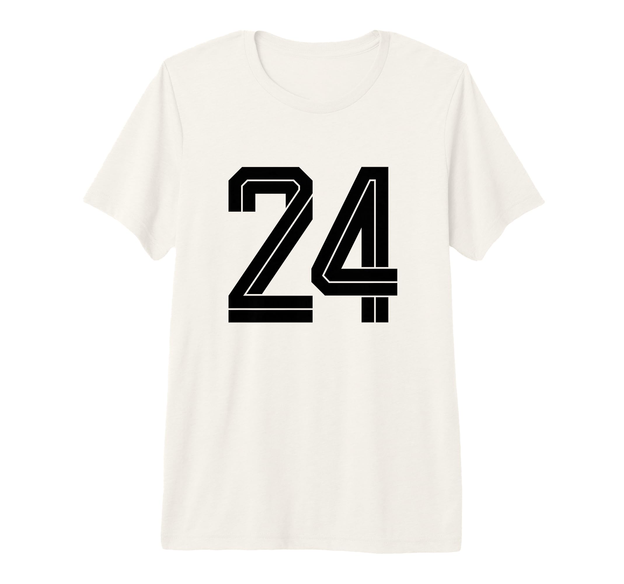 24 White Number 24 Sports Fan T-Shirt - Casual Everyday Wear for Adults