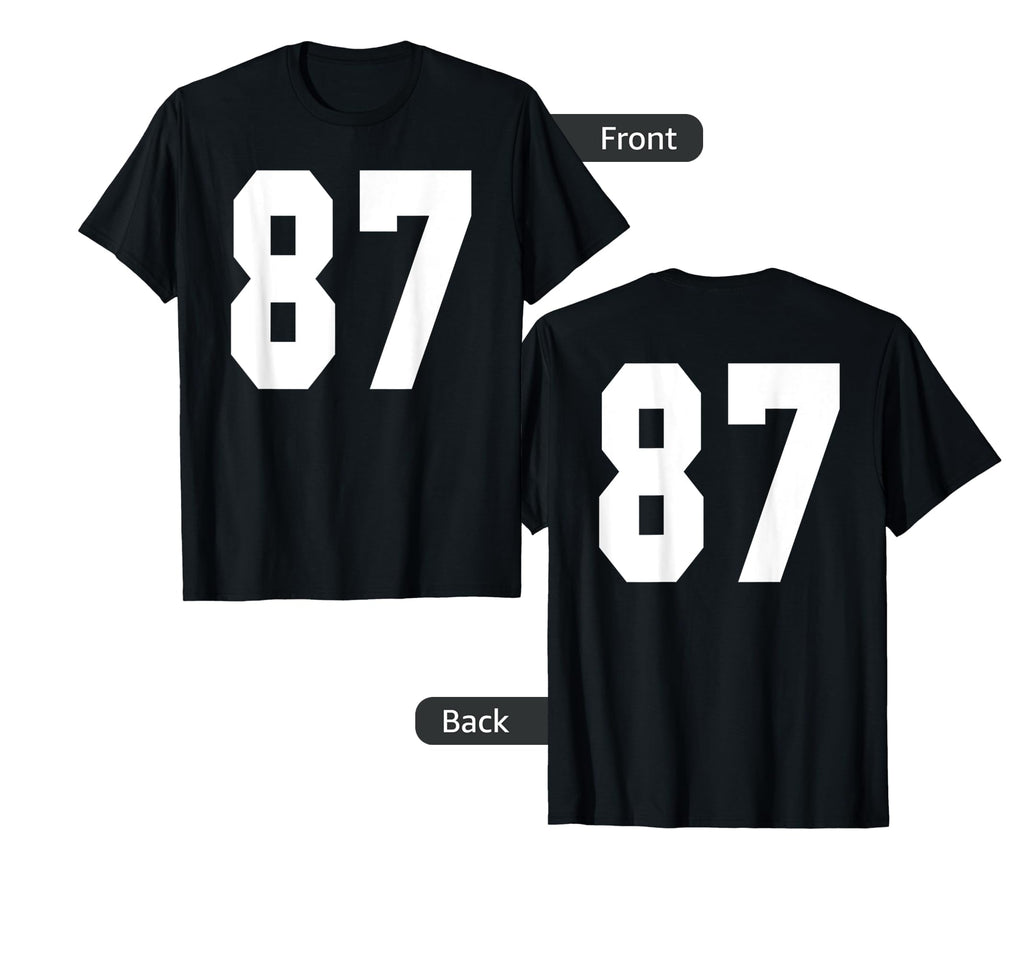 87 Team Sports Jersey Front Back Number T-Shirt - Graphic Print Unisex
