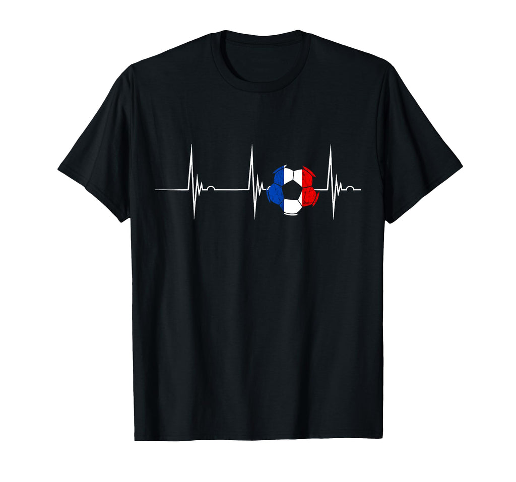 France Soccer Ball Heartbeat Ekg Pulse T-Shirt - Aesthetic Graphic Unisex