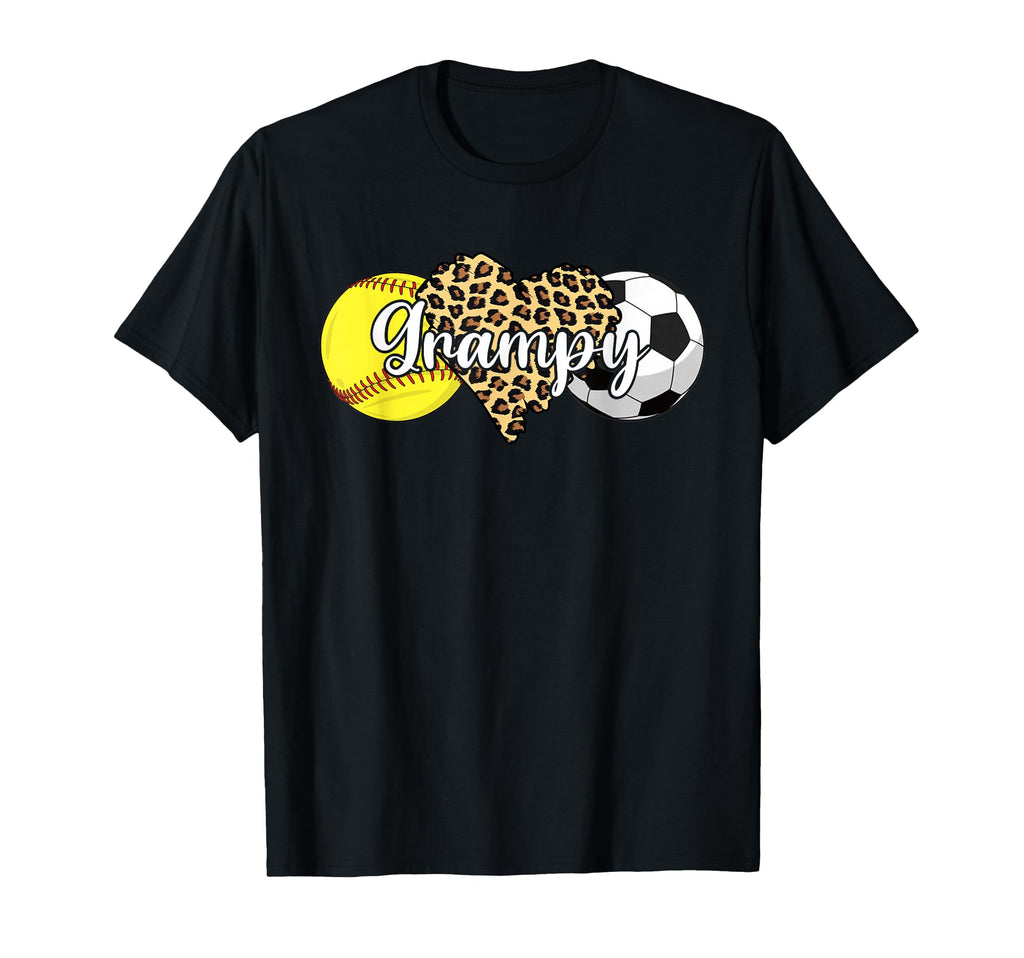 Grampy Softball Soccer Leopard Heart T-Shirt - Custom Art Print Men Women