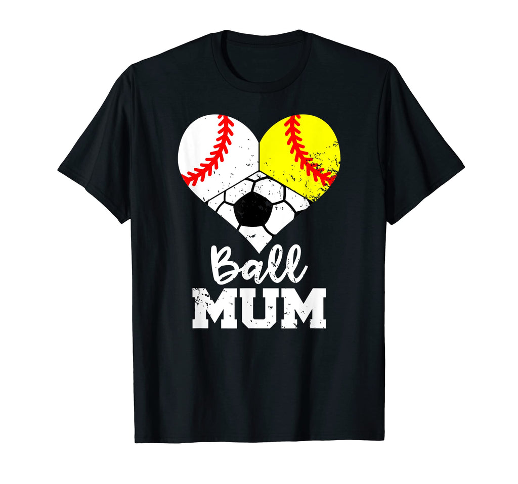 Ball Mum Heart Funny Baseball T-Shirt - Minimalist Print Men Women