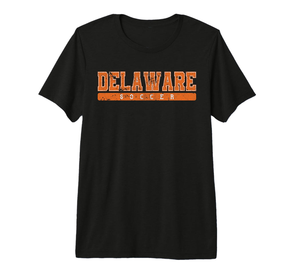 Delaware Soccer Orange Text Tri Blend T-Shirt - Aesthetic Graphic Men Women