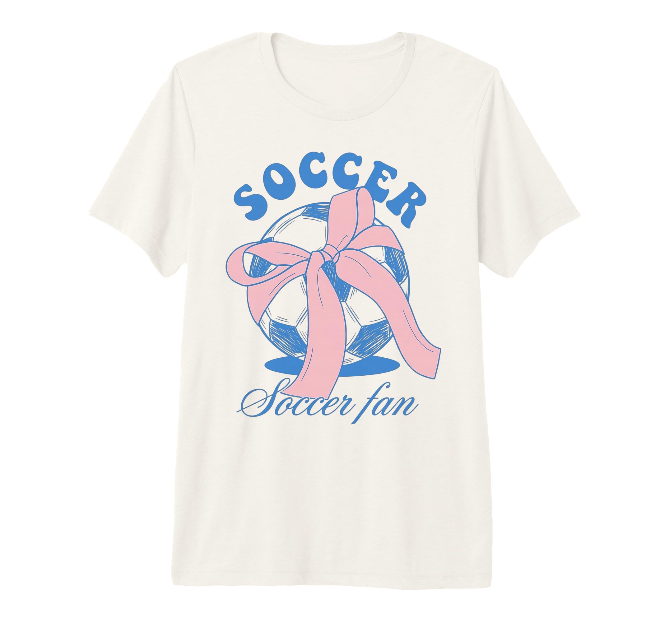 Soccer Fan Coquette Bow Tri Blend T-Shirt - Minimalist Print for Adults