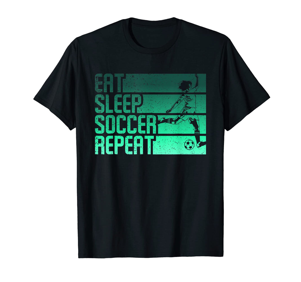 Eat Sleep Soccer Repeat Funny T-Shirt - Graphic Print for Adults