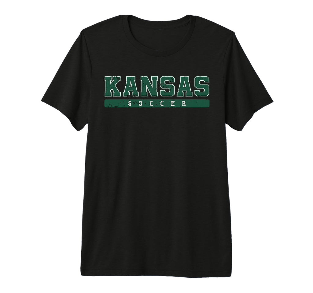Kansas Soccer Green Text Tri Blend T-Shirt - Fun Novelty Design for Adults