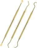 Hotop 3 Pieces Dog Dental Tooth Scaler and Scraper Stainless Double Headed Tarter Removing Tool Scraper Pet Teeth Cleaning Tools for Dog and Cat(Gold)